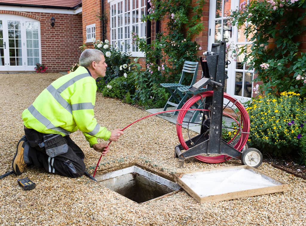 CCTV drain survey contractor performing inspection